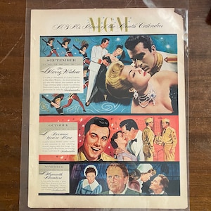 Original 1950&#39;s MGM Movie of the Month Calendar Magazine Advertising