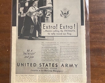 Original 1939 United States Army Recruiting Advertisement