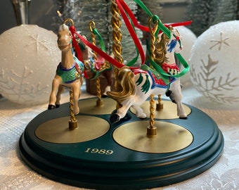 1989 Hallmark Carousel 4 Horses with Stand