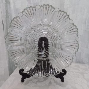 Vintage Clear Glass Deviled Egg Plate Midcentury Pressed Glass Serving