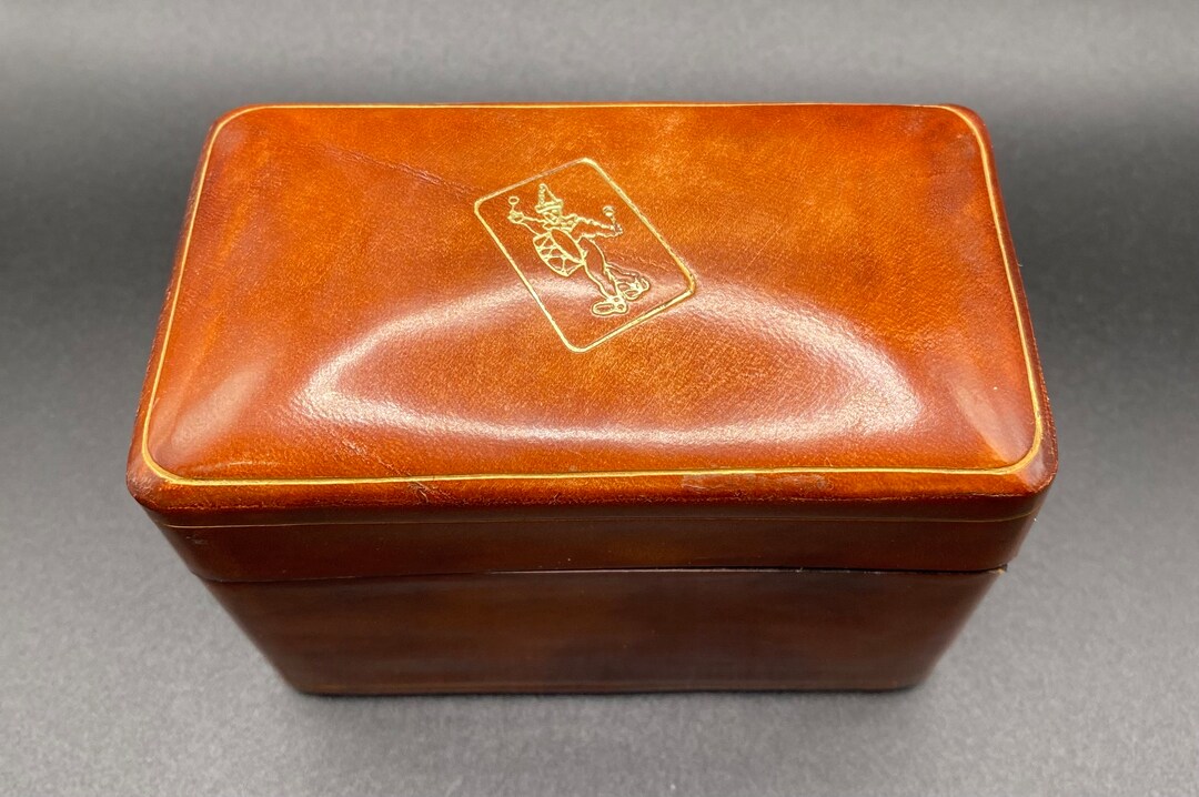 Vintage Genuine Calf Leather Double Deck Playing Card Holder Etsy
