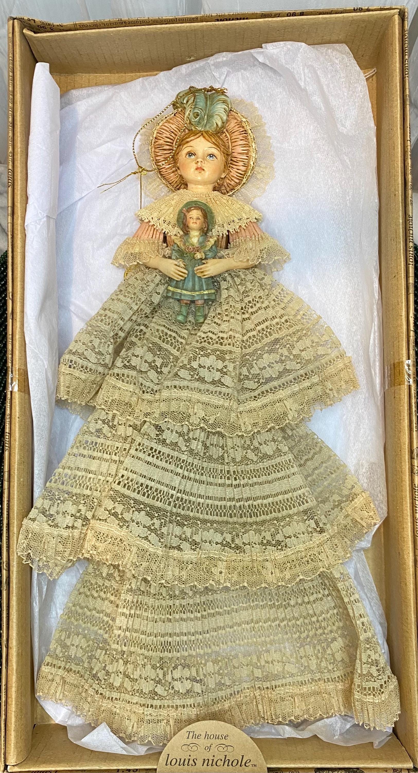 Vintage Louis Nichole Victorian Angel With Child Large Lace Angel