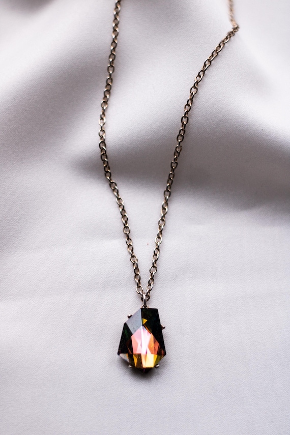 Signed Roma Rainbow Cystal Statement Pendant Vitr… - image 2