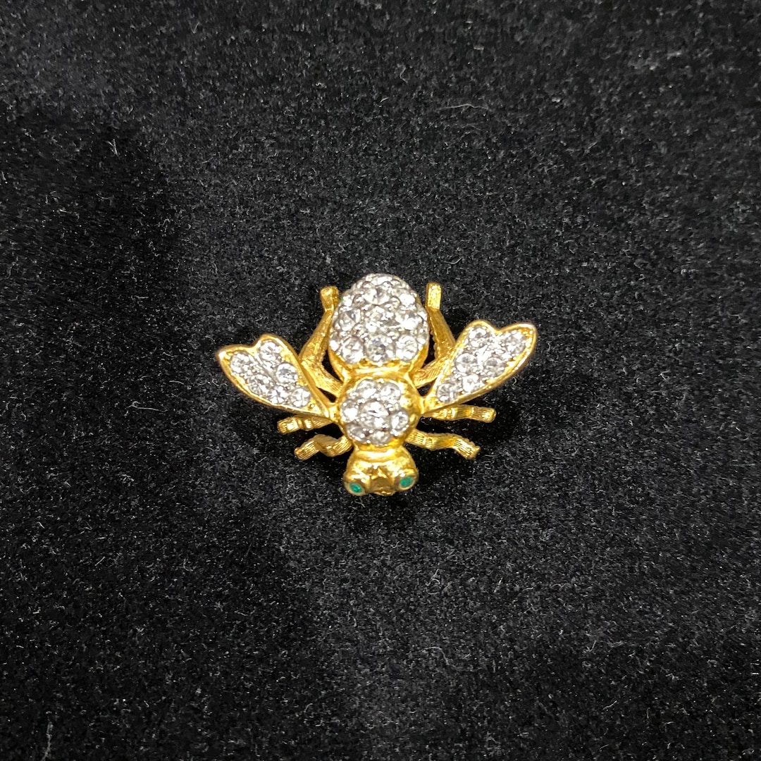 Vintage Signed Joan Rivers Crystal Clear Swarovski Rhinestone Bumble ...