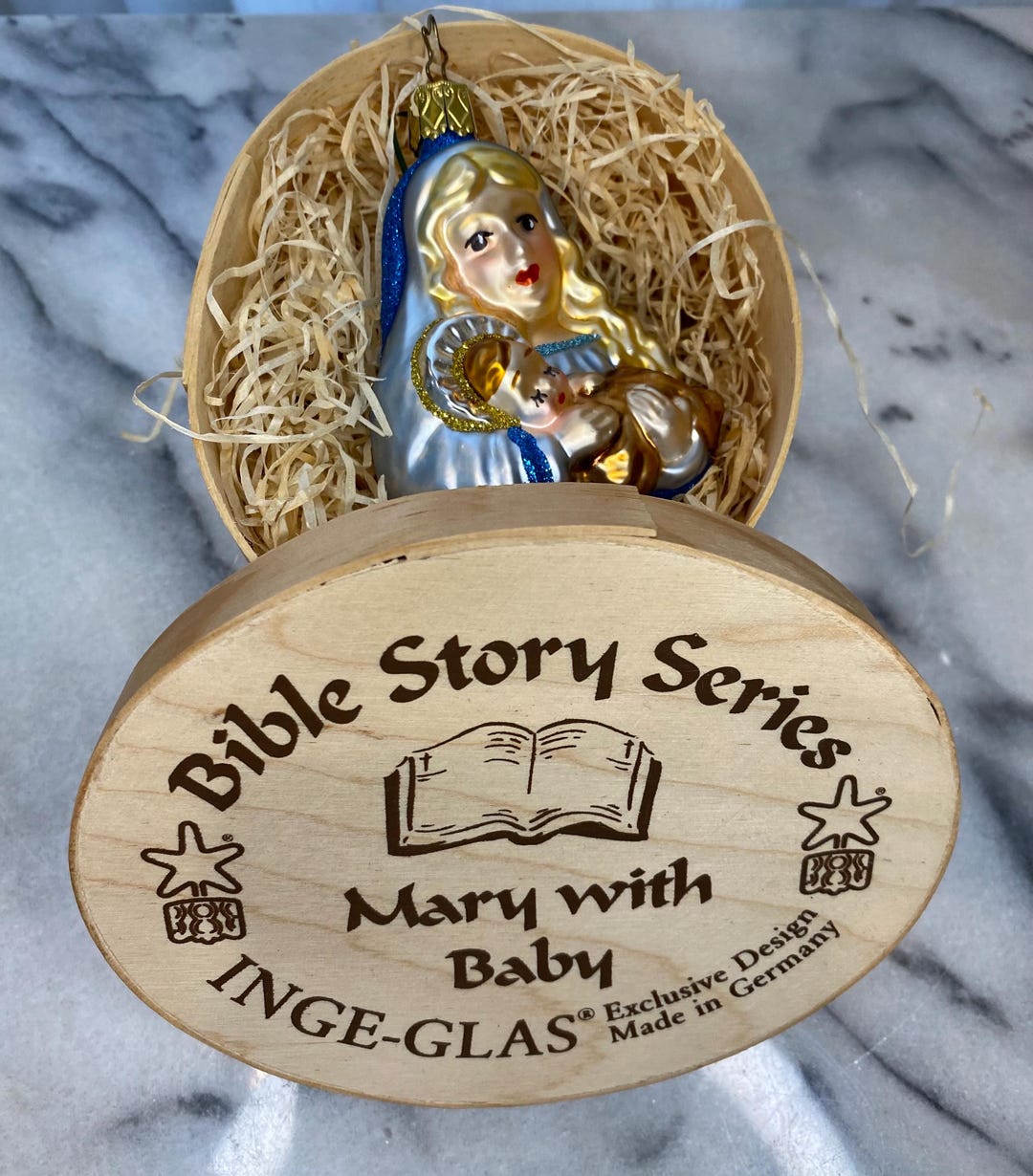 Authentic Inge-glas Hand-blown Glass Ornament Mary With Baby Jesus
