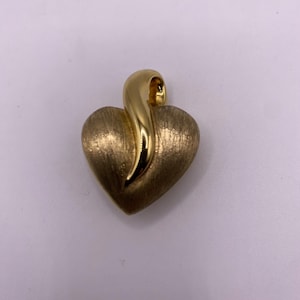 Pendentif coeur gonflé vintage en or 18 carats sur argent sterling