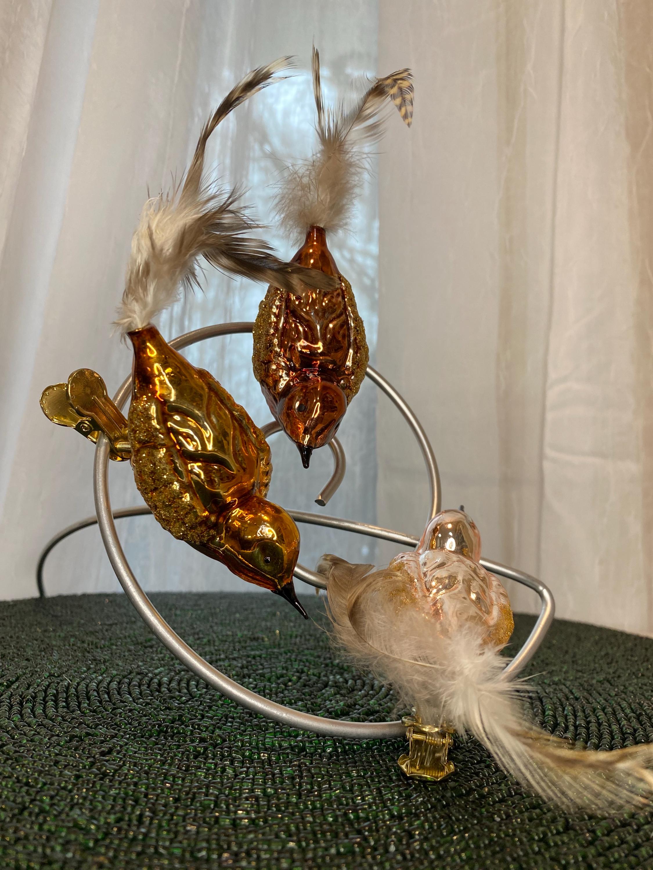 Vintage Christmas Martha Stewart Set of Three Clip on Glass Bird