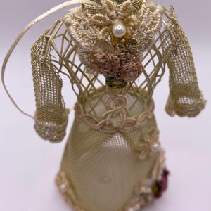 Vintage Victorian Christmas Embellished Dress Tree Ornament