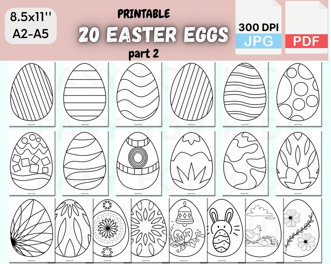 20 Printable Eggs Easter Coloring Page to Play in the Etsy 20 Printable Eggs Easter Coloring Page to Play in the Etsy