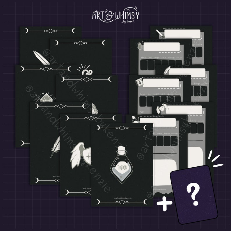 Dnd 5e Printable Fillable Custom Item Cards/digital TTRPG Cards/rpg