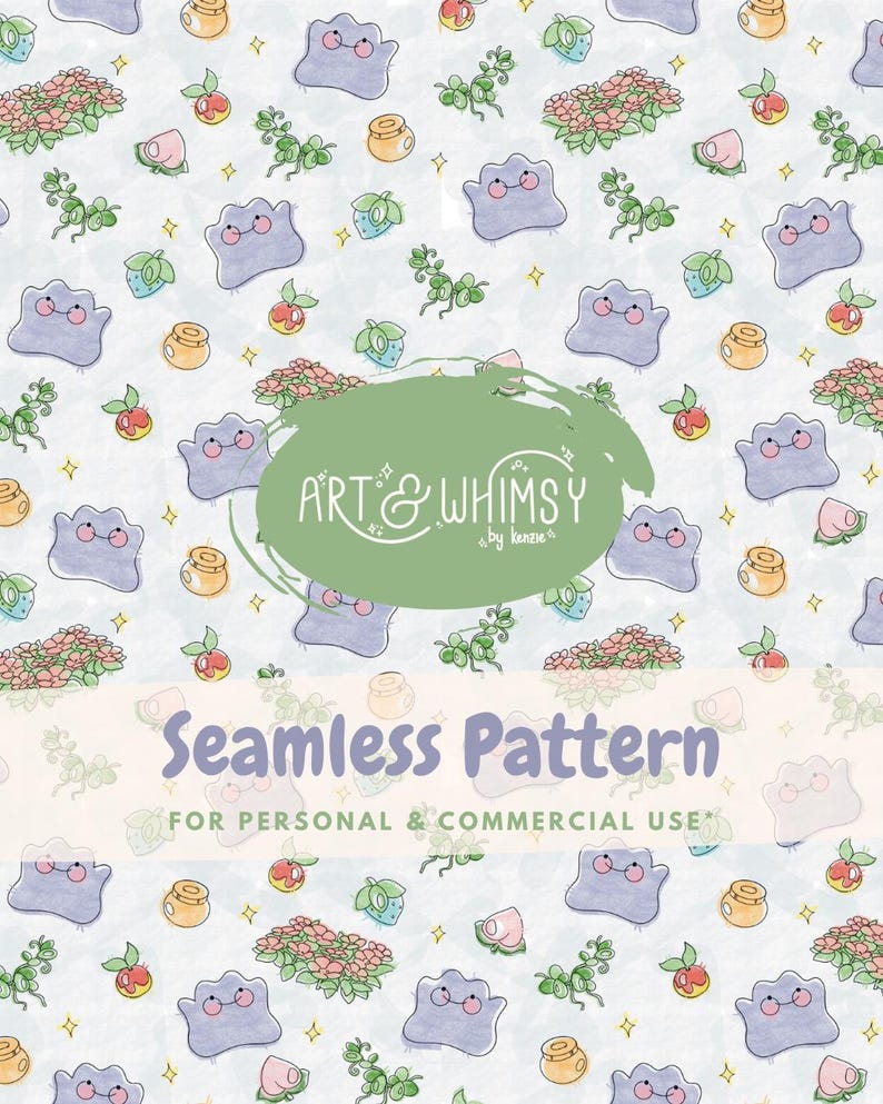Ditto Pokopia Inspired Seamless Pattern PNG (digital Download) - Etsy