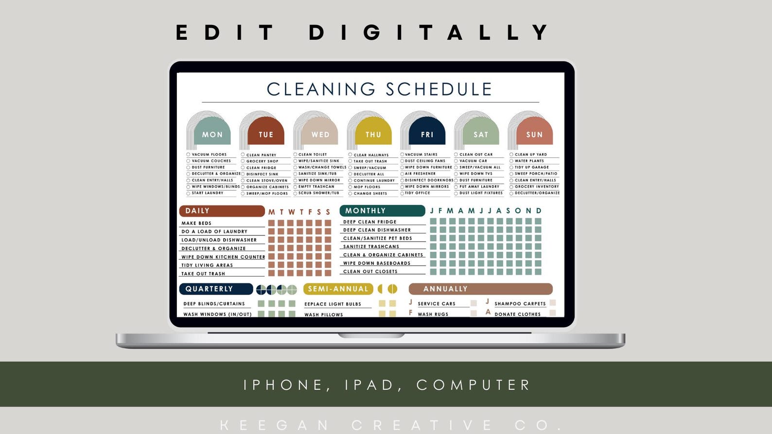 Editable Cleaning Schedule Template: Printable Chore Chart (digital ...