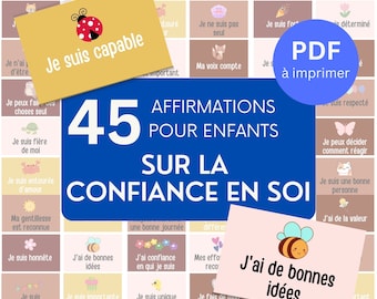 45 positive affirmations in French to boost a child's self-confidence, TO PRINT, motivation and encouragement for children TS01