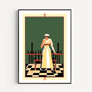 Art Deco Print, “Check Mate ”, Printable Art, Art Deco, Poster, Wall Art Print,Woman Art Deco Print, Art Print, Wall Art