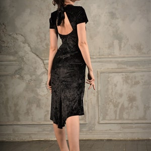 Tango dress Sofia SM8024 019 with open back in navy blue velvet Black