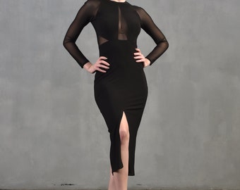 Tango dress Andrea SM 8017 037 with sheer mesh panels and 2 slits