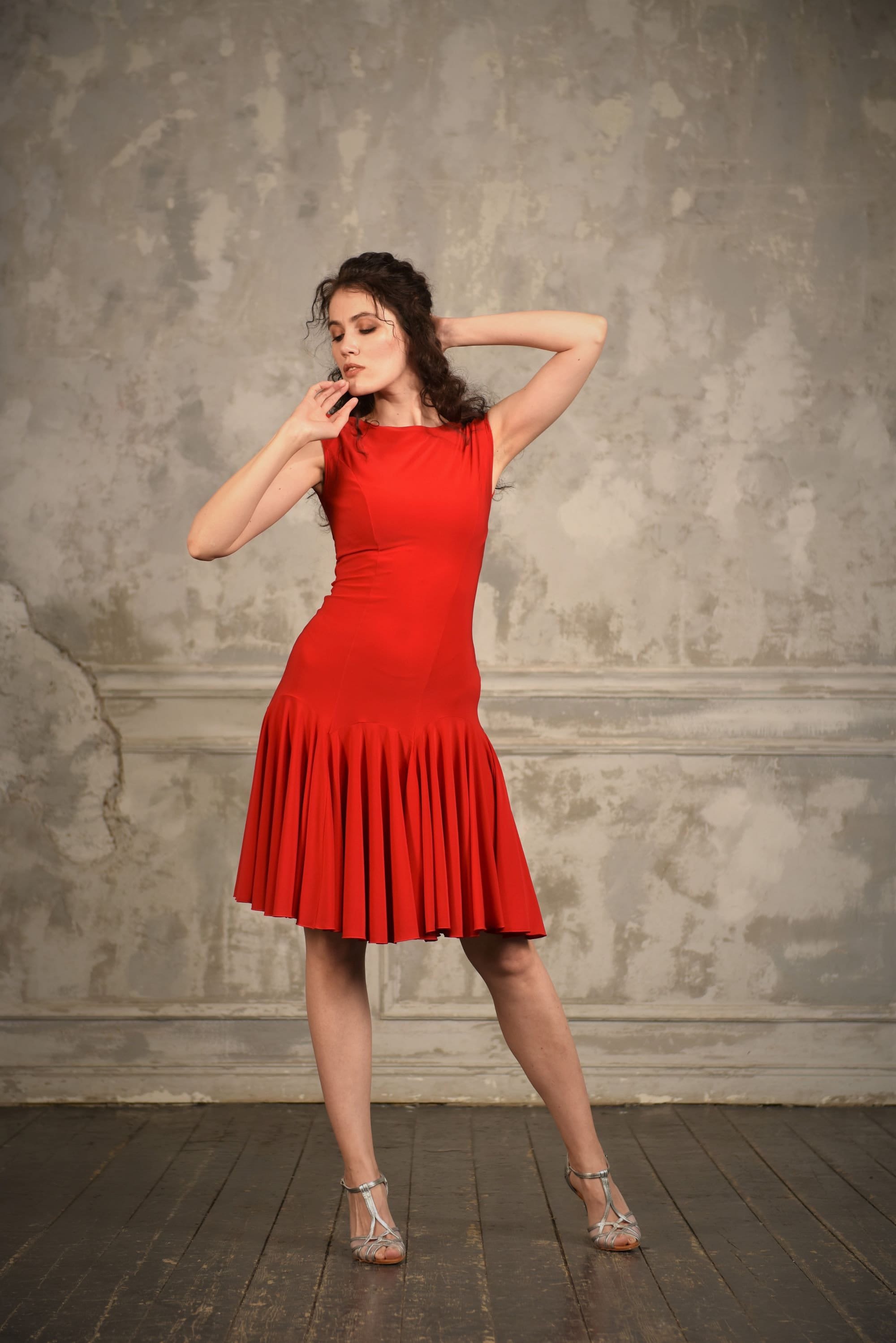 strapless open back dress Miss Circle Women's Cara Red Plunging Halter Backless Maxi Dress main image 1