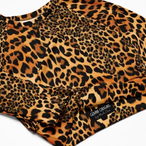 Leopard Recycled long-sleeve crop top