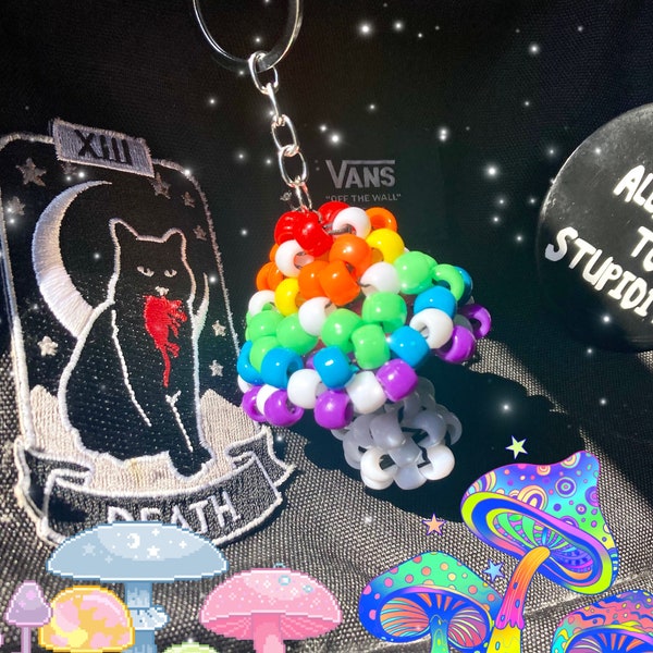 3D Kandi Mushroom Keychain | Fairycore Cottagecore Beaded Keychain Bag Clip | Cute Trendy Y2K Clip | Festival | PLUR | Scenecore | Rave