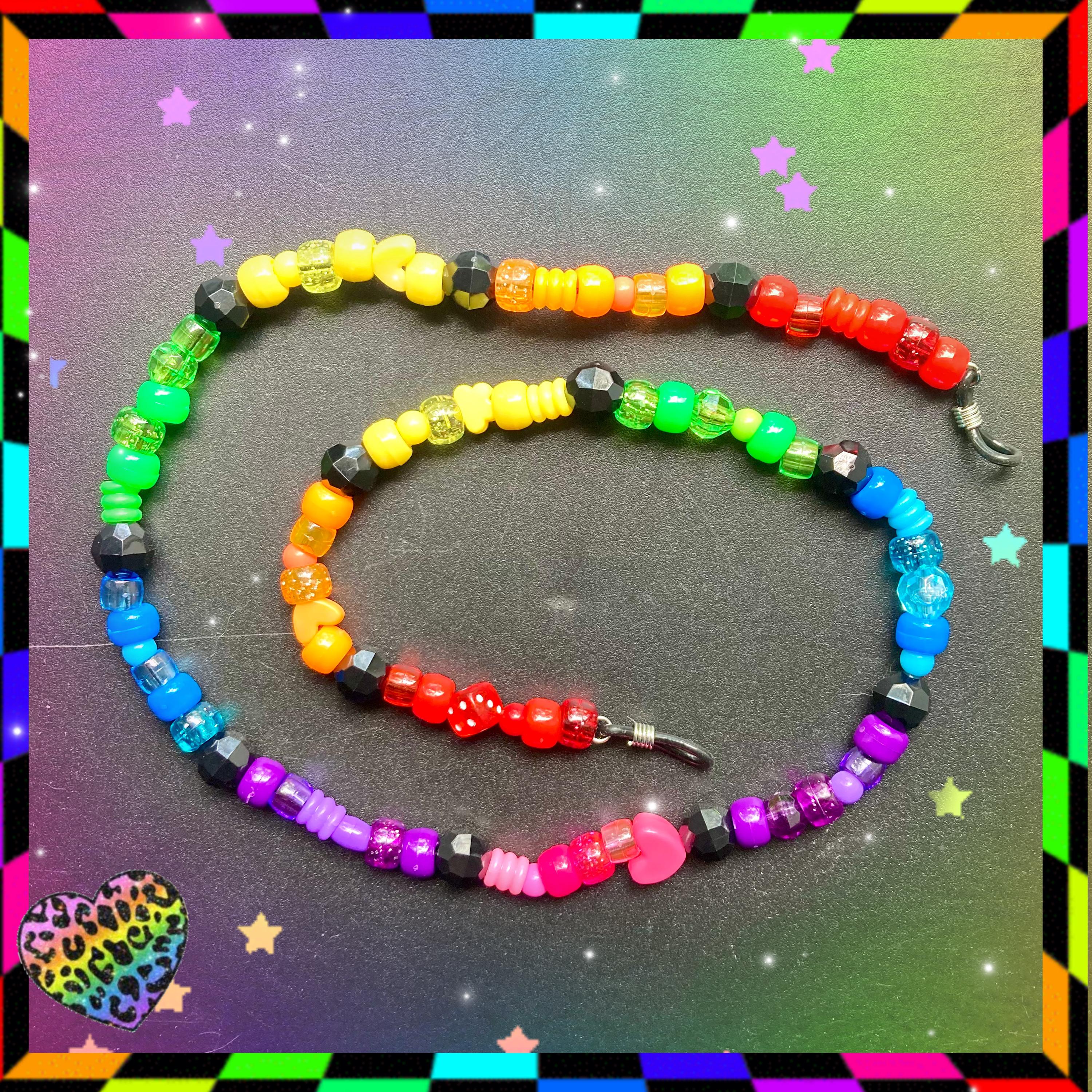 Lot of 80 Purple Smiley Mask Lanyard Eyeglass Chain Neon Cord Festival Kidcore 2 Pcs Colorful Eyeglass Chains for Kids Women Reading  main image 2