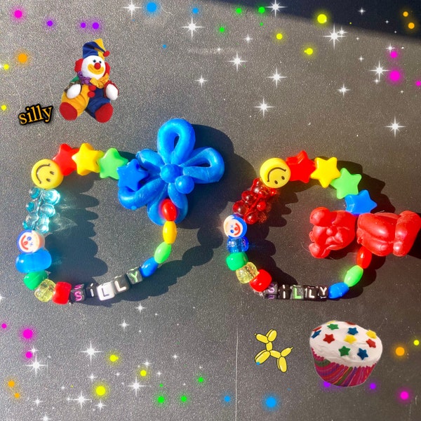 Silly Balloon Animal Kidcore Kandi Single | Decora Kei | Bracelet| Y2K 90s | Scenecore PLUR Decora | Clown Circus | Kid Core Harajuku