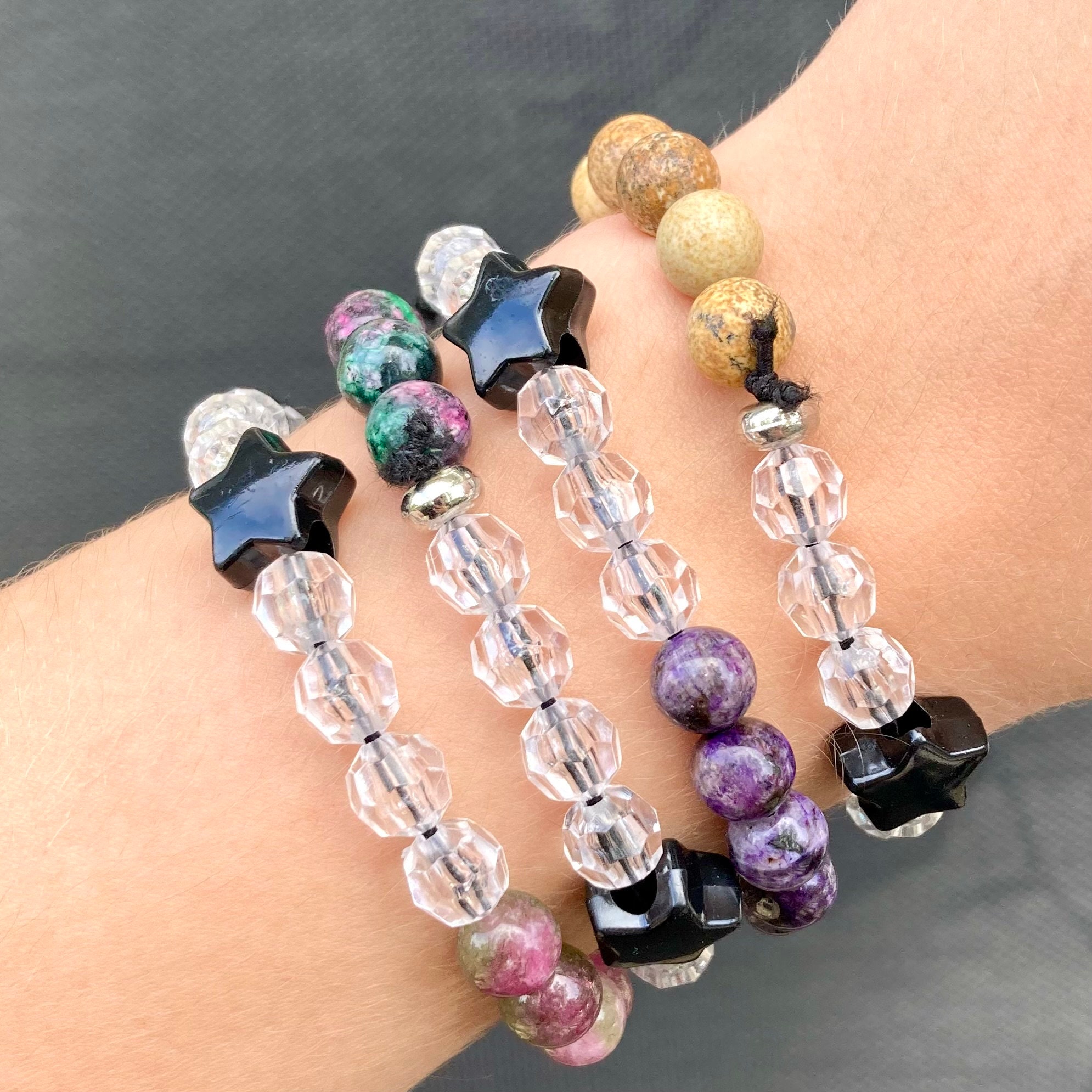 y2k handmade kandi bracelet 4pc set emo accessories scene core aesthetic  rainbow