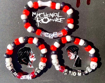 My Chemical Romance Kandi Singles |MCR Bracelets Music Scenecore | Nostalgia | Y2K | Emo Scene | Kidcore | Rave | PLUR | EDM Emocore