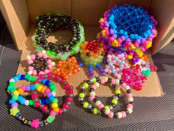 Kandi Bracelet Inspo, Raver Kandi Inspiration, Mushroom Kandie, Stars  Kandi, Unicorn Kandi