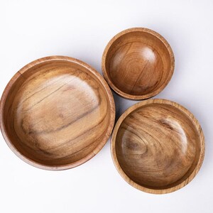 Wooden Bowl Set of 3 Decorative Dish, Serving Bowl Eco-friendly 4" 5" 6" Premium wood UK Salad Snack Washable, Beautiful set-UK Christmas