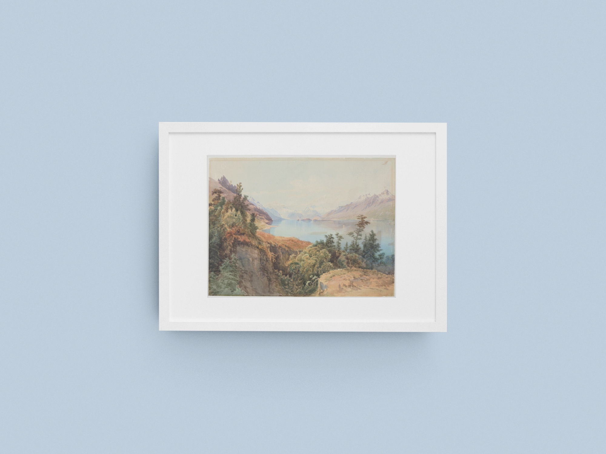 Beautiful Lake View Wall Art Print Landscape Antique Etsy