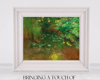 Vintage Pond Landscape Painting | Antique Impressionist Style Wall Art | Classic Nature Scene | Printable Digital Download #72