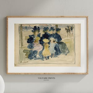 Blue Tones Figurative Wall Art, Vintage Impressionist Women Painting, Soft Neutral Abstract Figures Print, Minimalist Printable #358