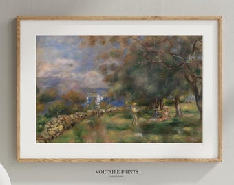 Vintage Lakeside Landscape Print | Antique Impressionist Countryside Painting | Rustic Cottage Wall Art | Printable Download #478