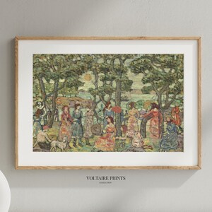 Impressionist Garden Scene Wall Art, Vintage Figures Landscape Painting, Soft Pastel Park Artwork, Romantic Printable Decor #336