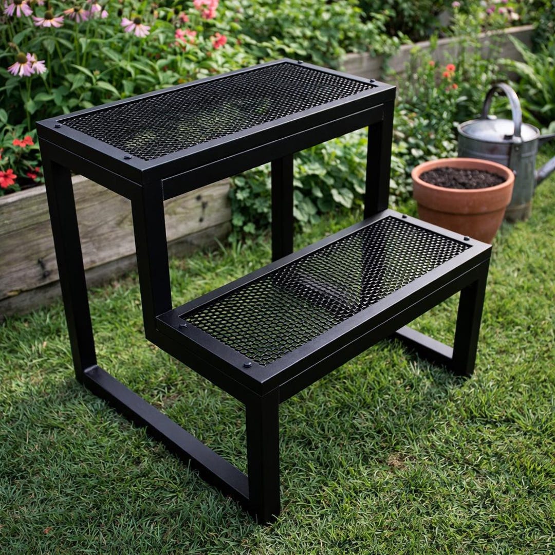 Digital Plan : 2 Step Stool DIY Plans – Heavy Duty Metal Garden Step ...