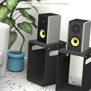 Digital Plan : Durable Indoor/Outdoor Speaker Stand Made of Sheet Metal Steel with Minimalist Industrial Design - Easy-to-Build Blueprint