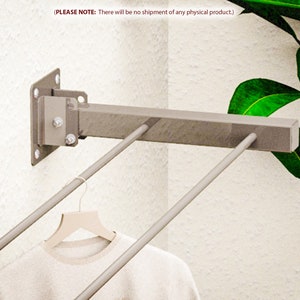 Digital Plan : Foldable Wall-Mounted Clothes Hanger Rack - DIY for Closet Organization and Space Saving Clothing Storage