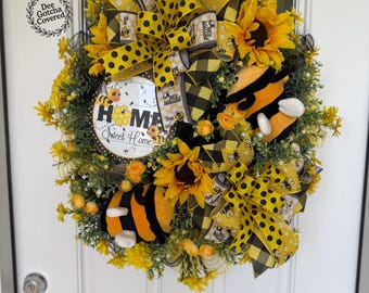 Corona de abejas "Hogar dulce hogar"