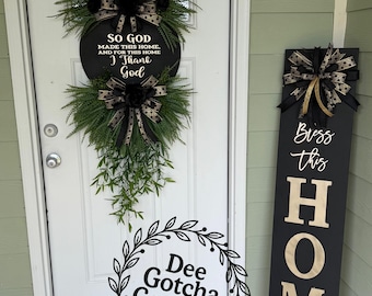 Aangepaste deurhanger krans + bord
