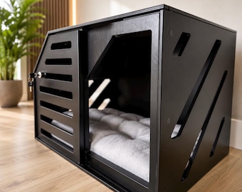 Modern Wooden Dog House, Handmade European Kennel, Minimalist Pet Shelter