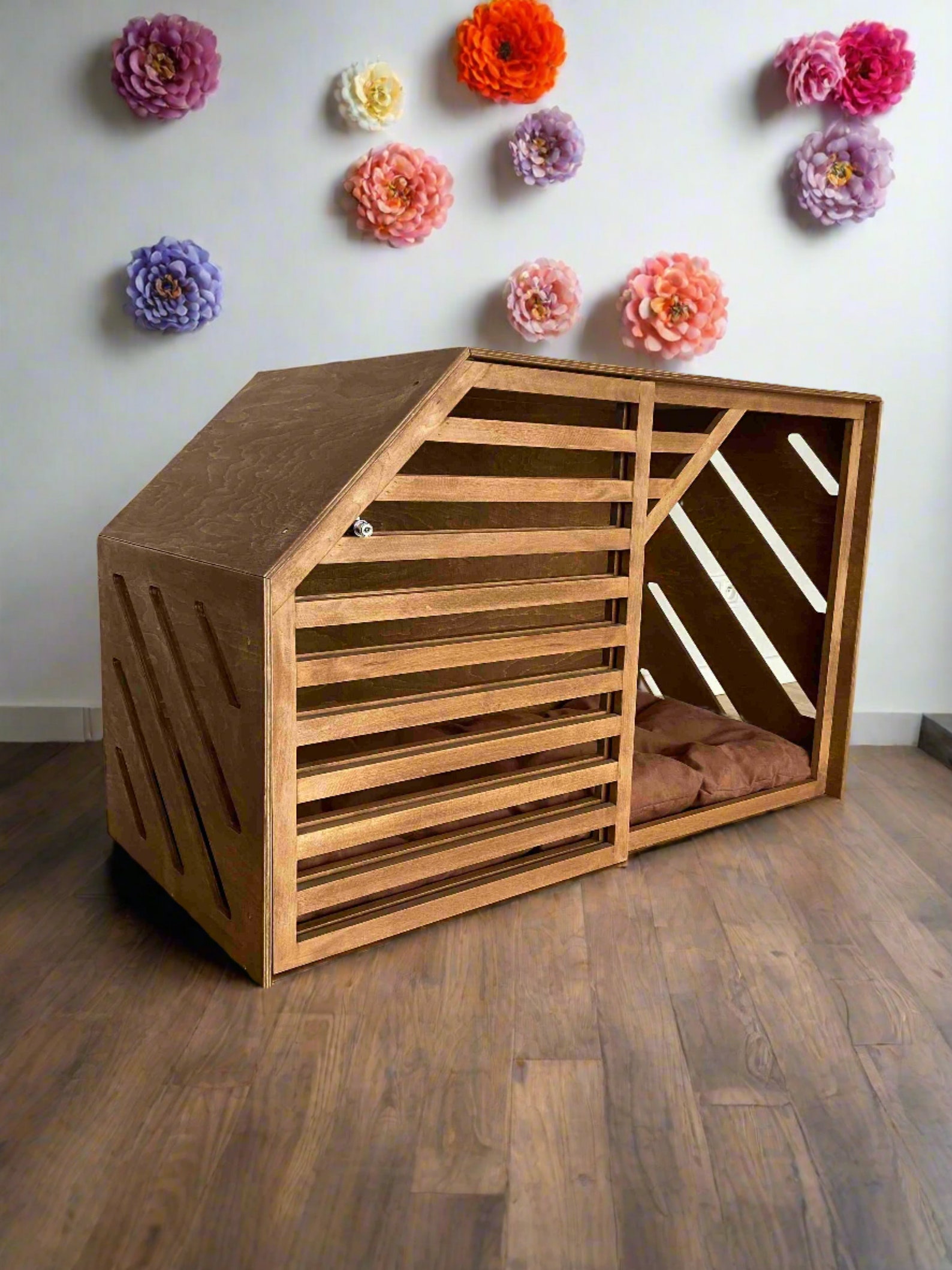 Handmade Wooden Dog Crate Modern Pet House Kennel Xs Xl Photo Inspiration
