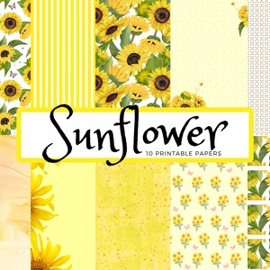 Sunflower - 10 Page Sunflower Printable Paper Pack