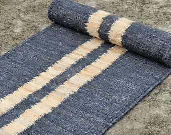 Handgeweven henneptapijt van jute: gevlochten boho-stijl handgemaakt vloertapijt entree, traphal, nachtkastje terras op maat gemaakt vloerkleed