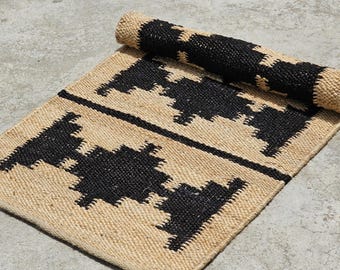 Handwoven Jute Hemp Runner Rug: Bohemian Braided Stair Rug