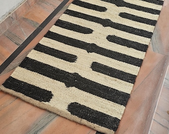 Handwoven Jute Hemp Runner Rug Hand loom Hemp Area Rug ,Hallway Decor Hemp Rug Stair Boho runner, Custom Size Rug