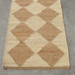 Handgewebter Jute Teppich Läufer: Geflochtener Boho Teppich aus Hanf