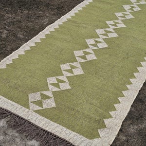 Handwoven Wool Jute Kilim Runner Rug: Bohemian Stair Hallway Rug