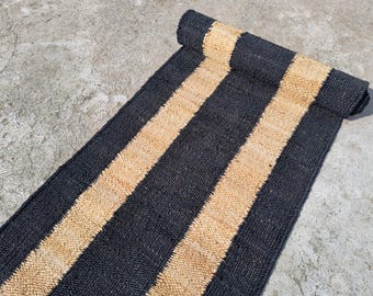 Handwoven Jute Runner Rug: Braided Hemp Area Rug, Livinig Room Decor , Stair Hallway, Entryway