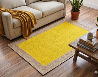 Yellow Jute Rug | Rugs for bedroom | Rugs for living room | Jute Rug | Area Rug | Outdoor Large Rug | Vintage Rug | Rug 8x10 | Handmade Rug