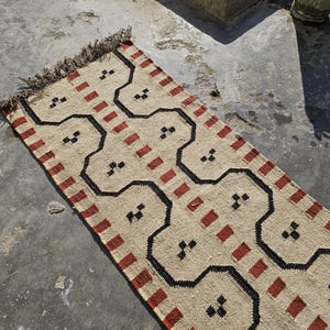 Handwoven Kilim Runner Rug, Handmade Wool Jute Carpet, Oriental Traditional Hallway, Stair Décor